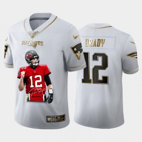 Camiseta Hombre NFL New England Patriots Tom Brady 12 Golden Edition Special Signature Vapor Limited 100th Season